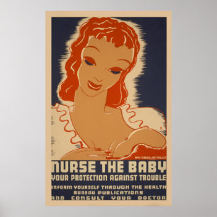 Infirmière Le Poster vintage WPA bébé