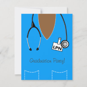 Infirmière LPN Graduation Invitation Blue Scrub To