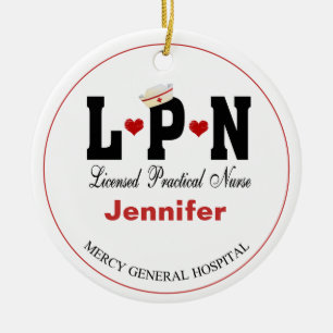 Infirmière LPN personnalisée Ornement en cérami