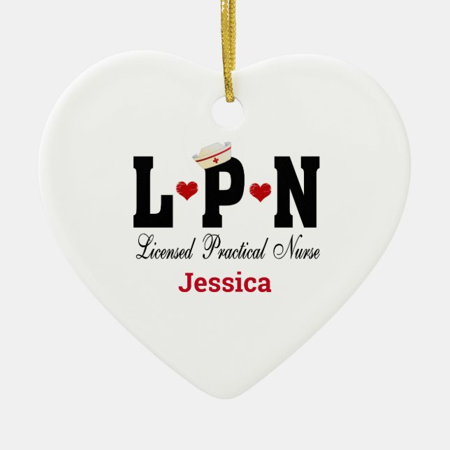 Infirmière LPN personnalisée Ornement en céramique (Devant)