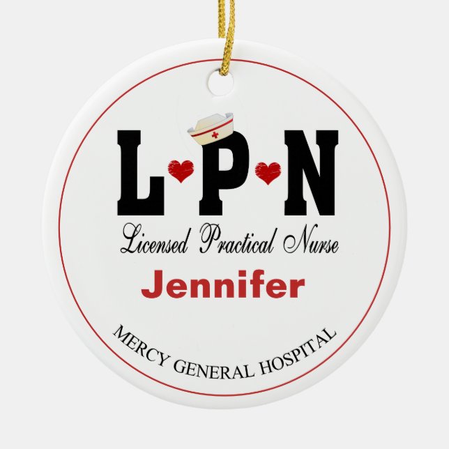 Infirmière LPN personnalisée Ornement en céramique (Devant)