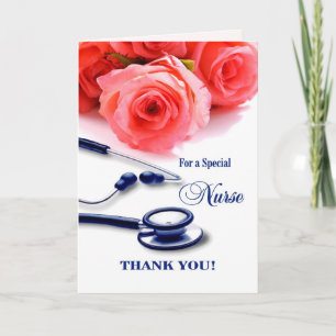 Infirmière Merci. Carte rose et Stethoscope