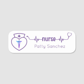 Infirmière Nom Plaque badges minimaliste violet mo
