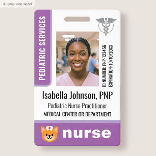 Infirmière pédiatrique Badge ID Photo Logo Chat Vi
