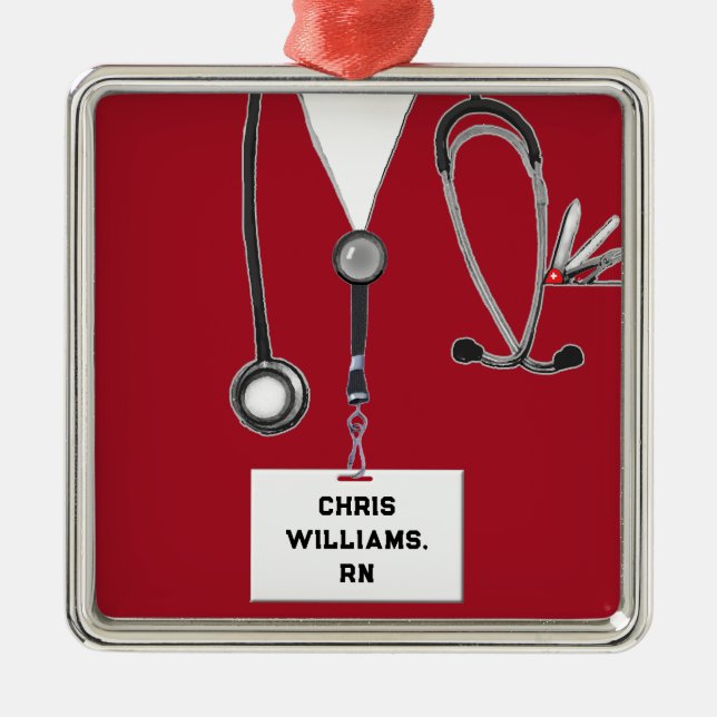 Infirmière personnalisée - Ornement en métal colle (Devant)