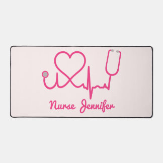 Infirmière personnalisée rose Nom Stethoscope Coeu