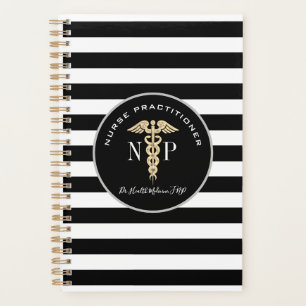 Infirmière Praticien Médicale Noir Blanc Monogra