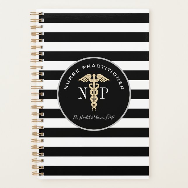 Infirmière Praticien Médicale Noir Blanc Monogramm (Devant)
