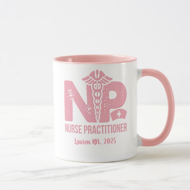 Infirmière Praticien Personnalisé Café Rose Mug (Droite)