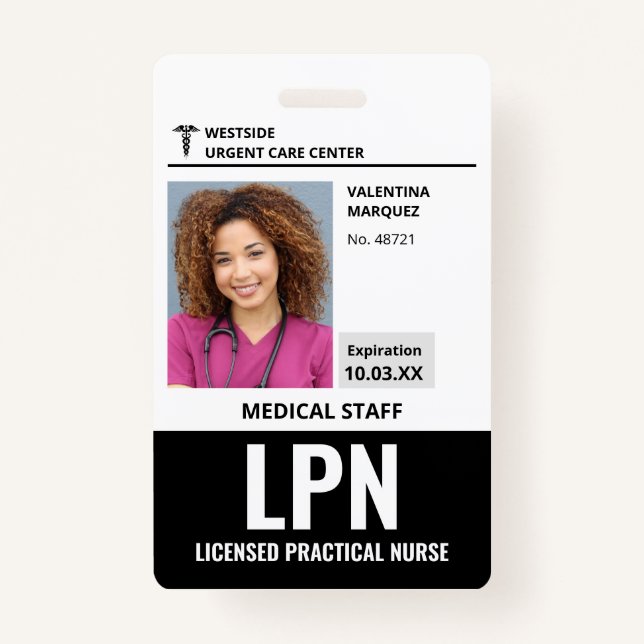 Infirmière pratique autorisée LPN ID Photo Badge (Devant)