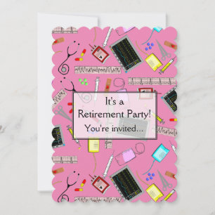 Infirmière Retraite Invitations Pink