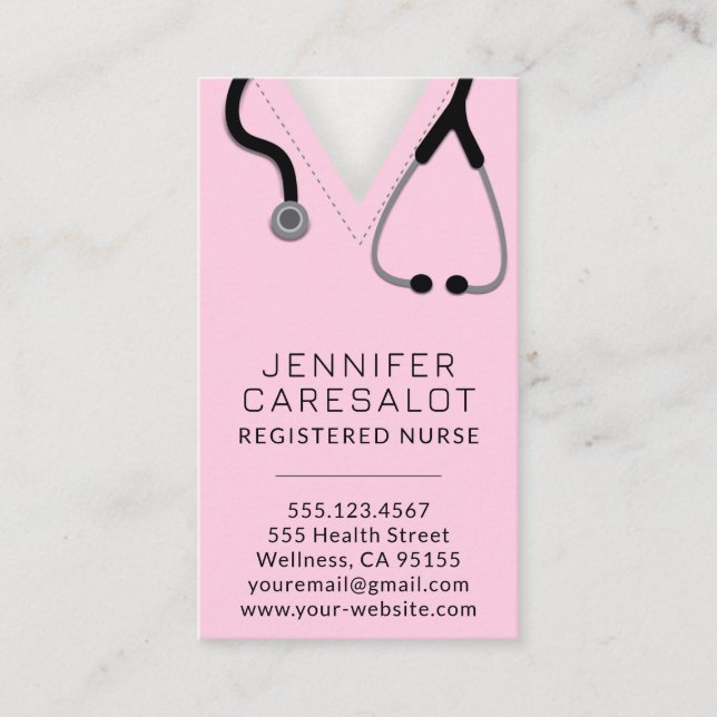 Infirmière RN, LVN, LPN, Carte de visite intérimai (Devant)