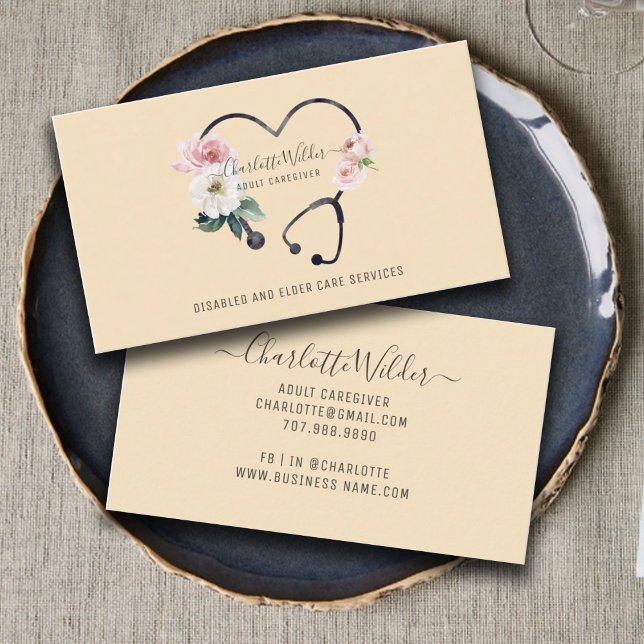 Infirmière soignante Floral Stethoscope Carte de v (Créateur téléchargé)