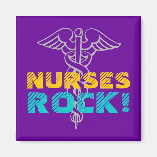 Infirmières Rock ! Aimant avec symbole caduceus (Devant)