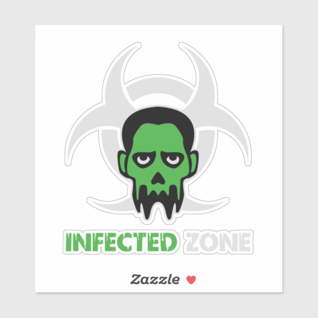 Infizierte Zone Zombie-Warnung Aufkleber (Blatt)