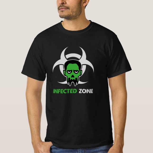 Infizierte Zone Zombie-Warnung T-Shirt (Vorderseite)