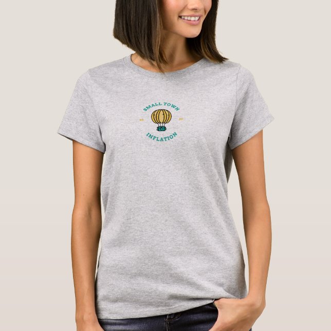 Inflation in Kleinstädten Heißluftballon T-Shirt (Vorderseite)