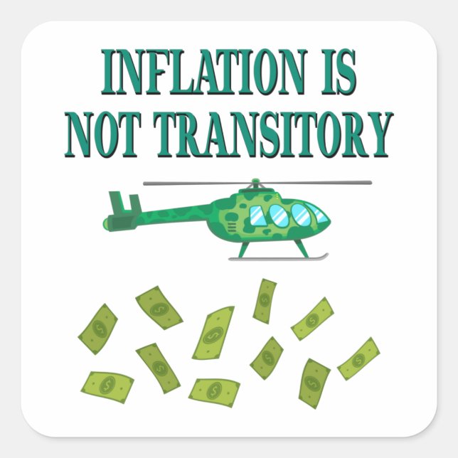 Inflation ist nicht vorübergehend quadratischer aufkleber (Vorderseite)