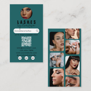 Influencer Beauty Makeup Artist Haar Fotos Grün Visitenkarte