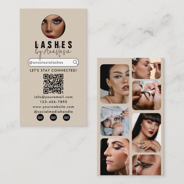 Influencer Beauty Makeup Artist Hair Lashes Fotos Visitenkarte (Vorne/Hinten)