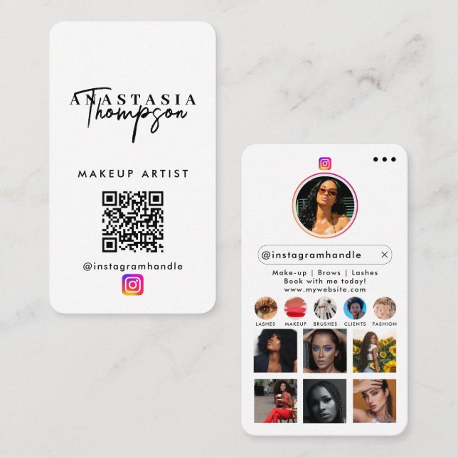 Influencer Beauty Nail Tech Social Media QR-Code Visitenkarte (Vorne/Hinten)