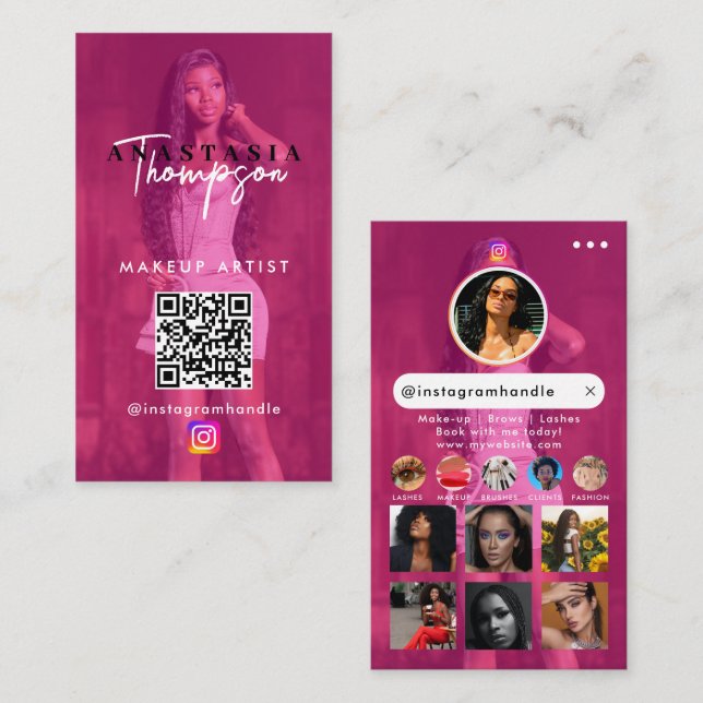 Influencer Beauty Nail Tech Social Media QR-Code Visitenkarte (Vorne/Hinten)