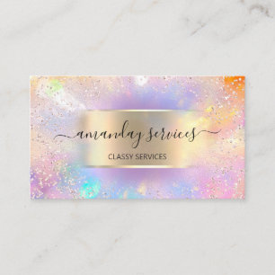 Influencer Blue Gold Tropfens Gold Holographic Blo Visitenkarte