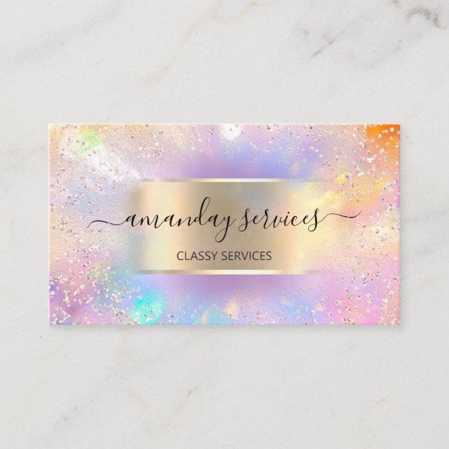 Influencer Blue Gold Tropfens Gold Holographic Blo Visitenkarte (Vorderseite)