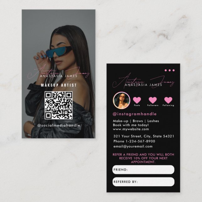 Influencer Business Grid - Empfehlungsschreiben an Visitenkarte (Vorne/Hinten)