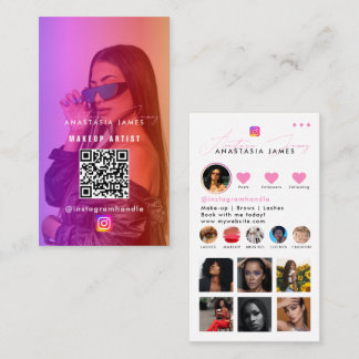 Influencer-Foto Füttre Girly Social Media QR-Code Visitenkarte