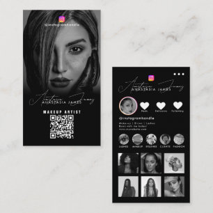 Influencer-Fotos Schwarz Weiß Social Media QR-Code Visitenkarte