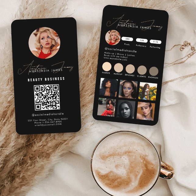 Influencer Füttre Grid Social Media QR Code Busine Visitenkarte (Influencer Feed Grid Social Media QR Code Business Business Card)