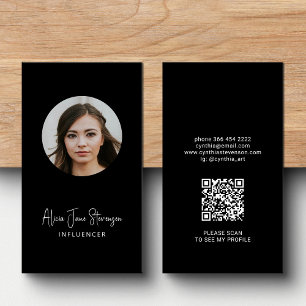 Influencer QR Code Social Media Foto schwarz Visitenkarte