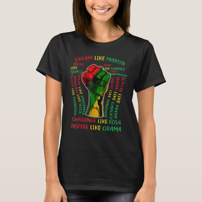 Influential Inspirational Black History Leaders Fi T-Shirt (Vorderseite)