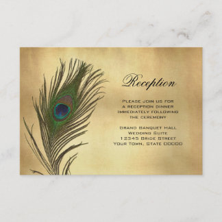 Info-Card für den Empfang "Peacock Feather" Vintag Begleitkarte