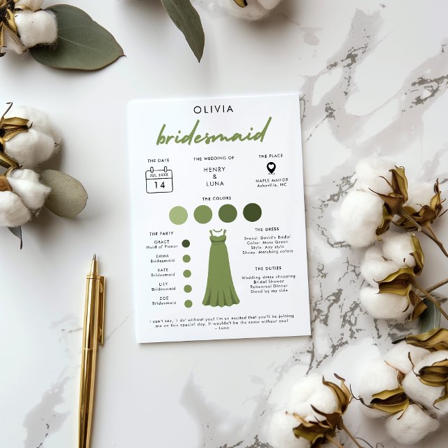 Info-Card für moderne Bridesmaid-Brautpartys Einladung (Von Creator hochgeladen)