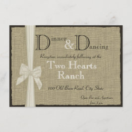 Info-Card für Rustic Burlap- und Bow-Empfang Einladung