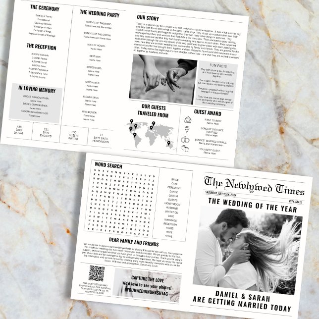 Info-Fotos zum klassischen Newspaper Wedding Progr Karte (Newspaper Wedding Program Info Photos)