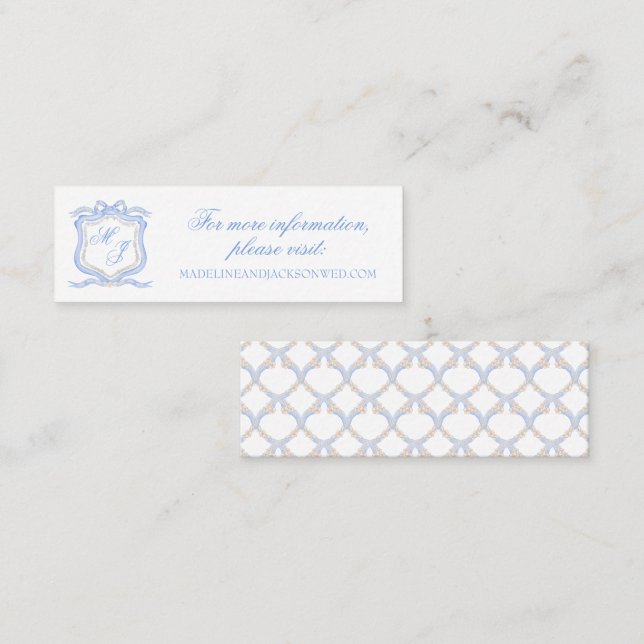 Info-Karte für das Blue Monogram Wappen des Waterc Mini Visitenkarte (Vorne/Hinten)