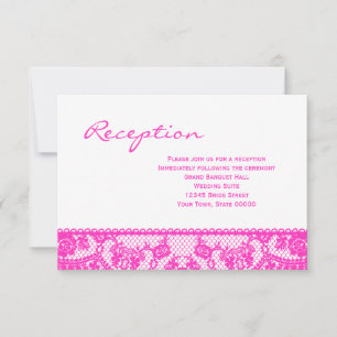 Info-Karte für den weißen Empfang (Hot Pink Lace) Einladung