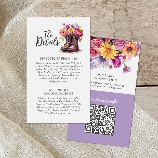 Info-Karte für die Hochzeitstiefel der Rustikalen  Visitenkarte (Von Creator hochgeladen)