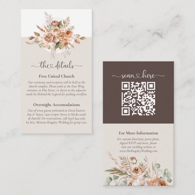 Info-Karte für Hochzeitsszenarien mit Light Earth  Visitenkarte (Vorne/Hinten)