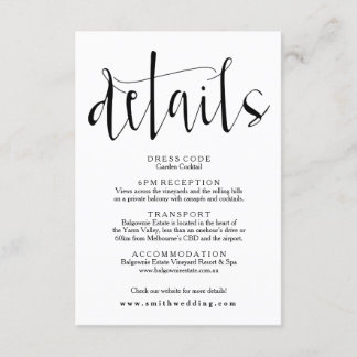 Info-Karte für rustikale Hochzeiten Begleitkarte