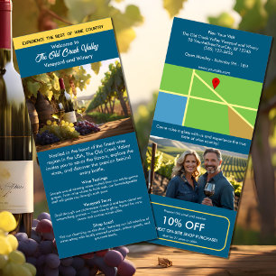 Info Marketing Weinkellerei blau Werbekarte