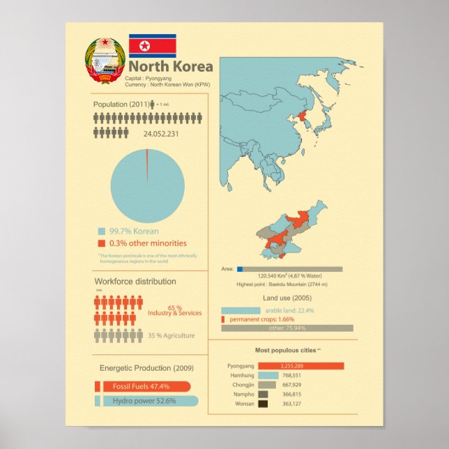Infografik Nordkorea Poster (Vorne)