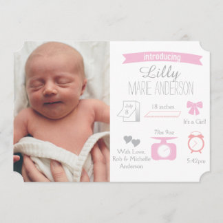 Infographic Birth Announcement - Girl Ankündigung