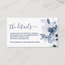 Infokarte für die Website von Dusty Blue Floral Begleitkarte