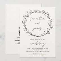 Informal Laurel Leaf Line Art QR Code Hochzeit
