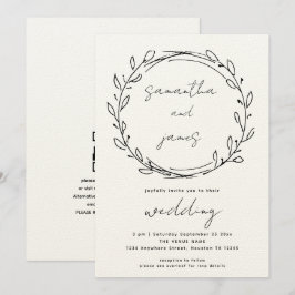 Informal Laurel Leaf Line Art QR Code Hochzeit Einladung