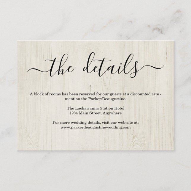 Information / Détails Carte de boîtier - Bois rust (Devant)